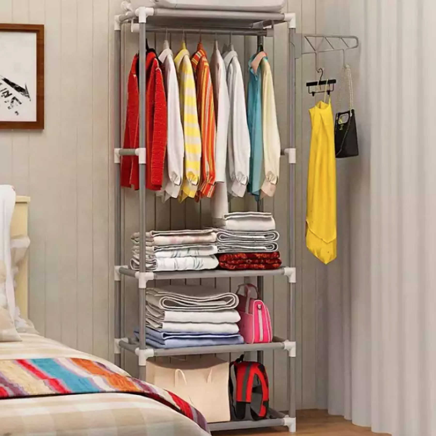 CJY001 Coat Rack Creative Simple Coat Rack Bedroom Wardrobe (Gray