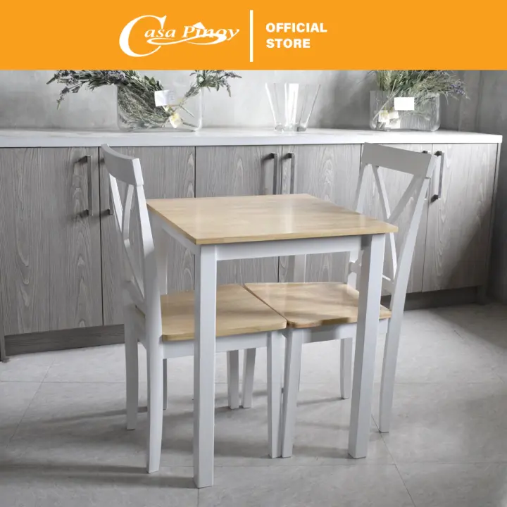 Casa Pinoy 2 Seater Solid Wood 1 Table 2 Chairs Dining Table Dining Set Kitchen Table Lazada Ph