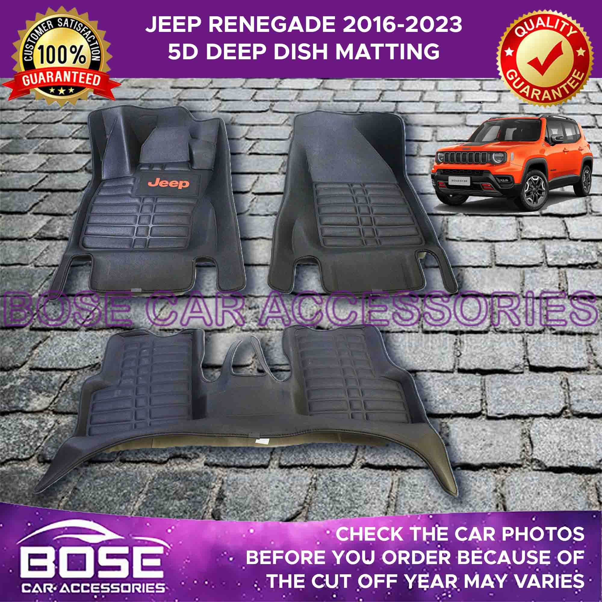 5D Deep Dish Matting for Jeep Renegade 2016 2017 2018 2019 2020 2021