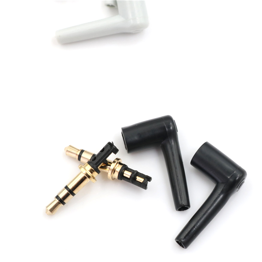 2pcs 3.5mm stereo headset plug jack 3 4 pole 90 Degrees Audio Plugs ...