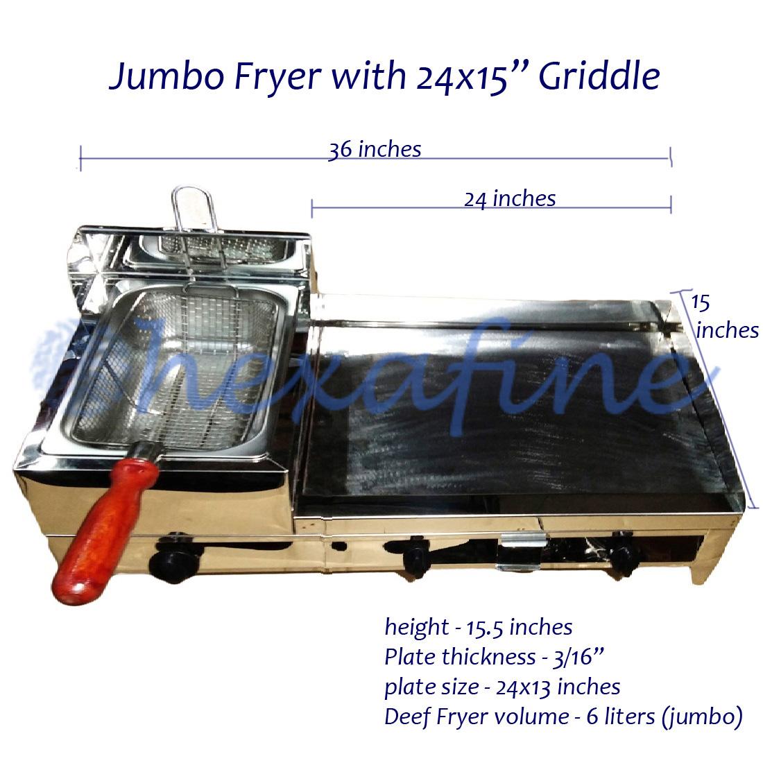 Jumbo Deep Fryer with 24x15 inches Griller Griddle for Sisig Burger