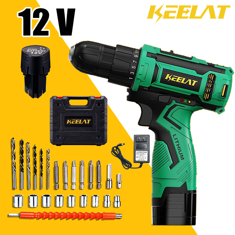 KEELAT KCD005 Cordless Impact Drill Hammer Drill Screwdriver 3 Mode ...
