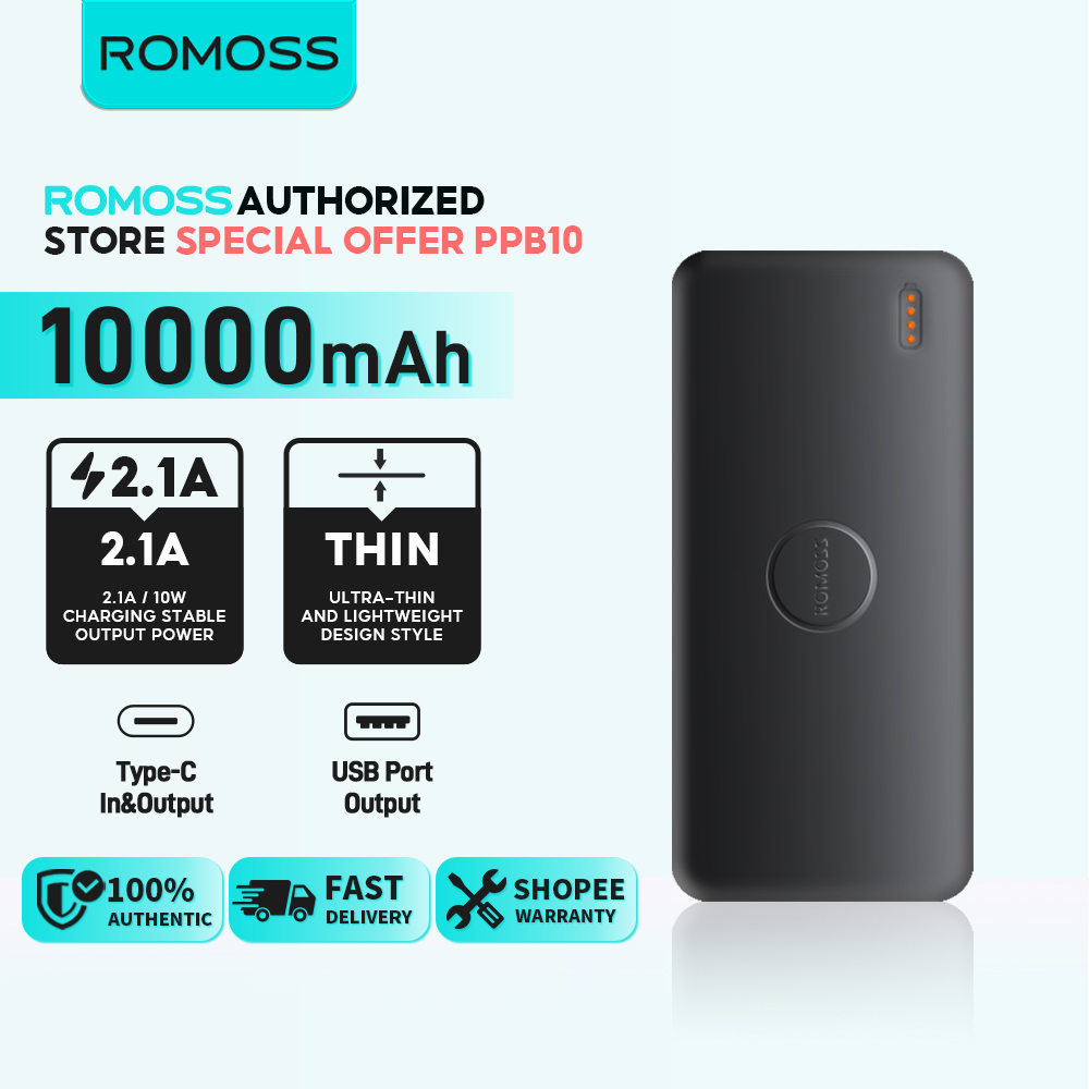 Romoss PPB10 10000mAh 2 Output 1 Input Compact Power Bank