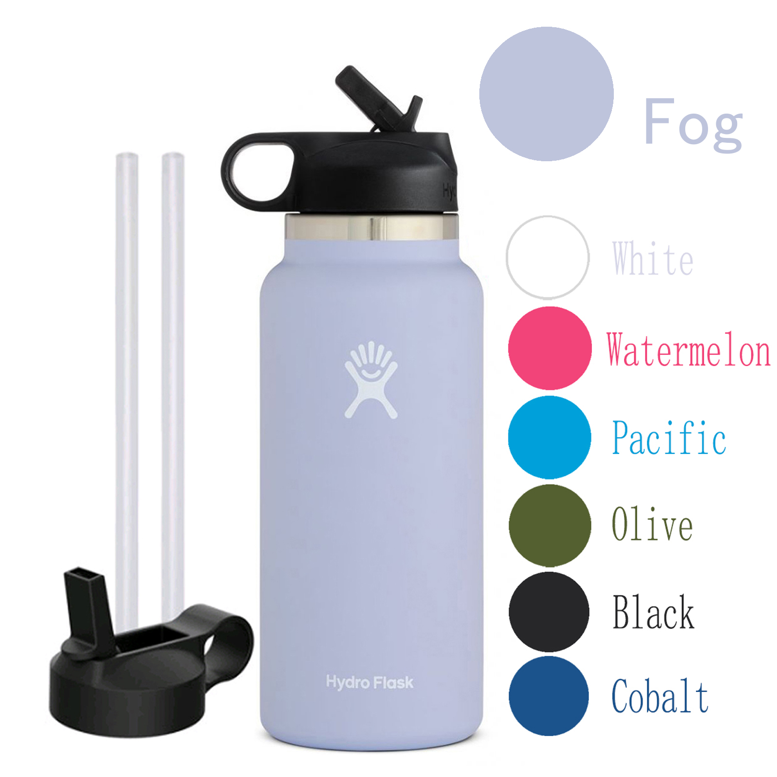 Hydro Flask 32OZ Wide Mouth 2.0 Water Bottle, Straw Lid, Multiple Colors -  White, New Design 
