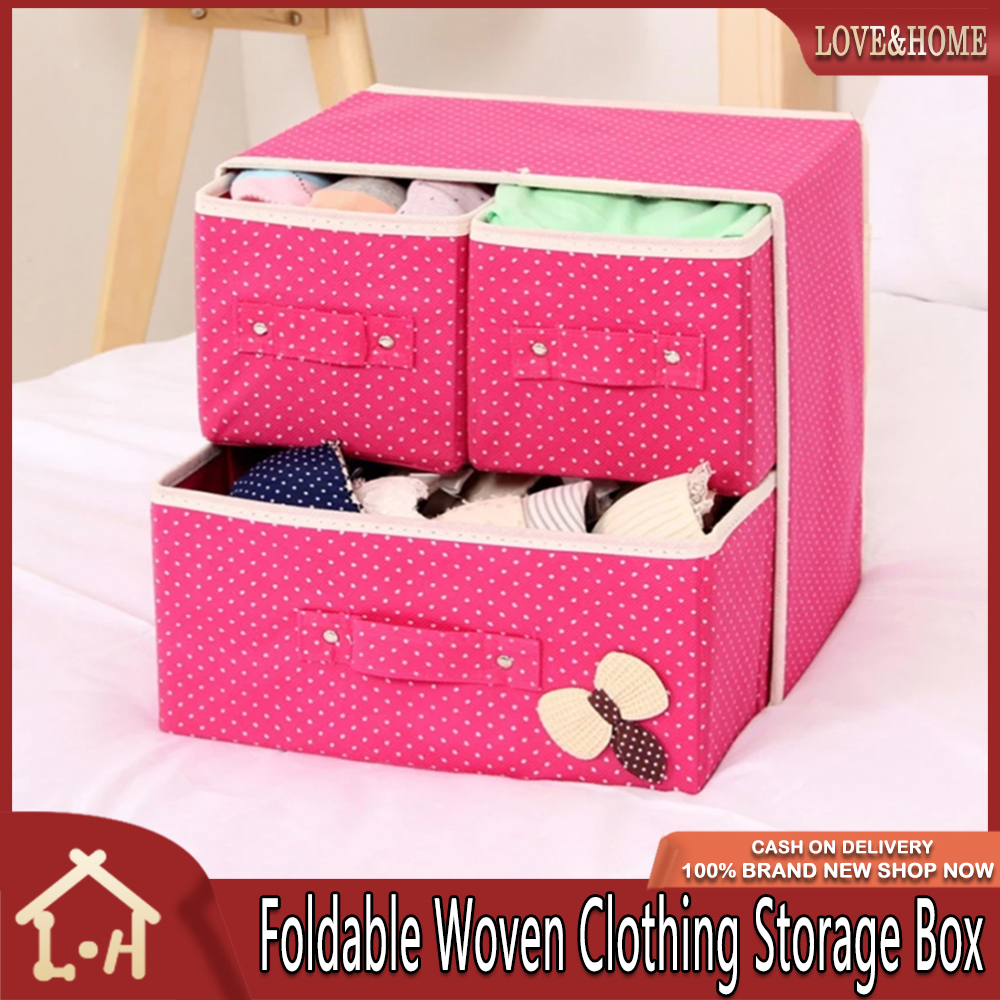 LOVE&HOME Foldable Woven Clothing Storage Box Lazada PH