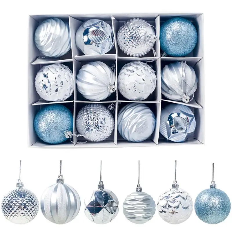 【COD】【ready in stock/on sale】 12Pcs/Pack Christmas Balls Baubles Party Xmas Tree Decorations Hanging Ornament Decor 6cm