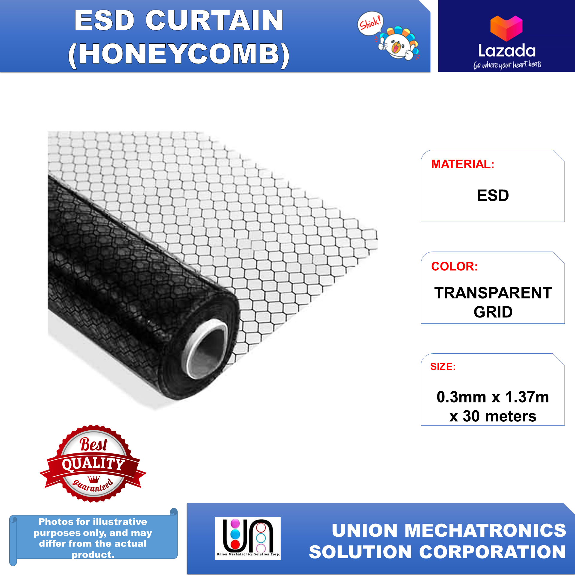 1 Roll Anti Static Esd Curtain Vinyl Honeycomb 03mm X 137m X 30m