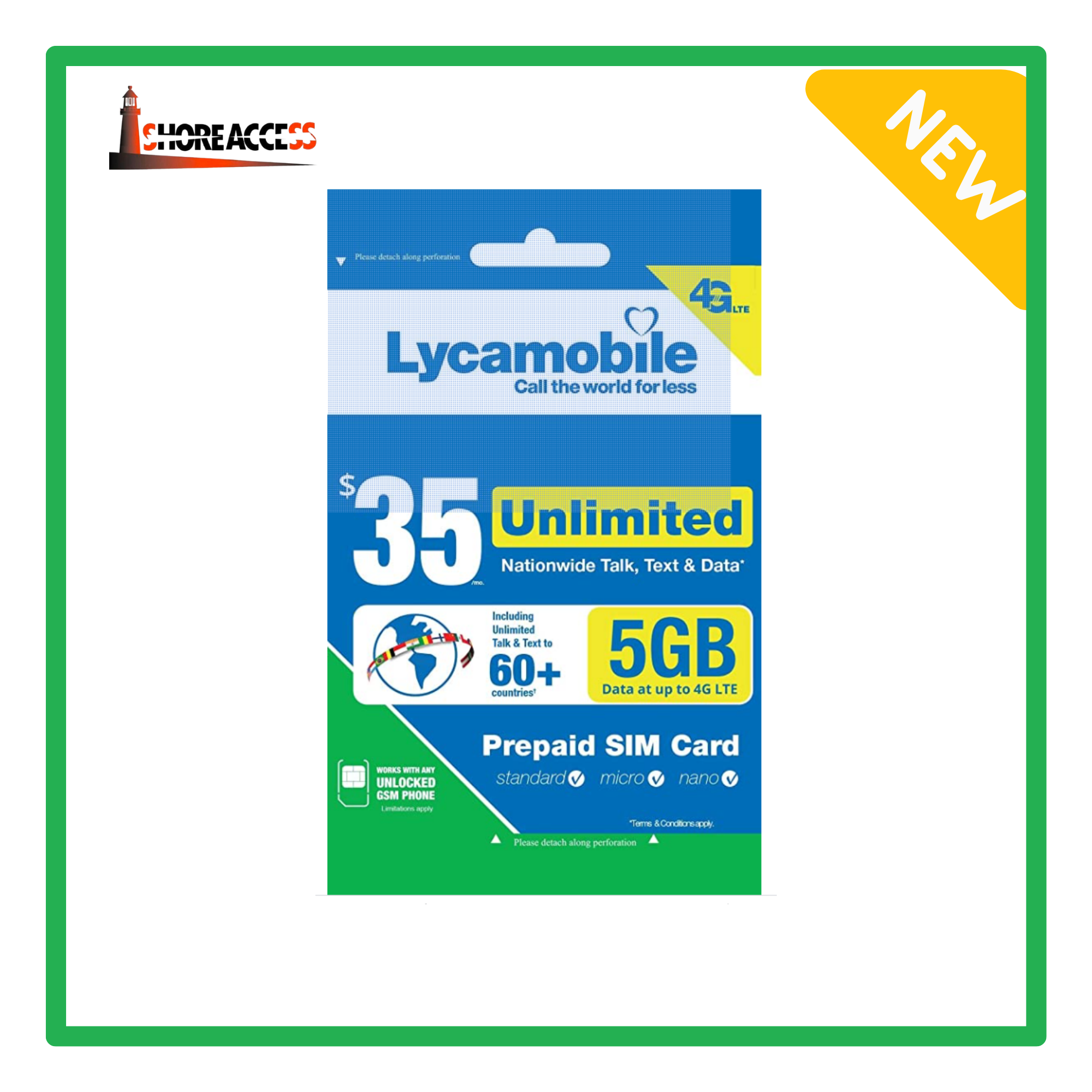 Lycamobile SIM Card 3 in 1 35 plan 1 month Lazada PH