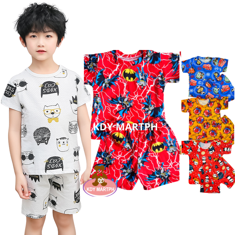 Terno for Kids Boys Clothes Set on Sale Assorted Cartoon Design Pambahay  Kids T-shirt and Shorts for Boys 1-8 Years Old | Lazada PH