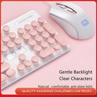 HOT SALE [Stock] New wired keyboard and mouse set typewriter design mouse and keyboard set