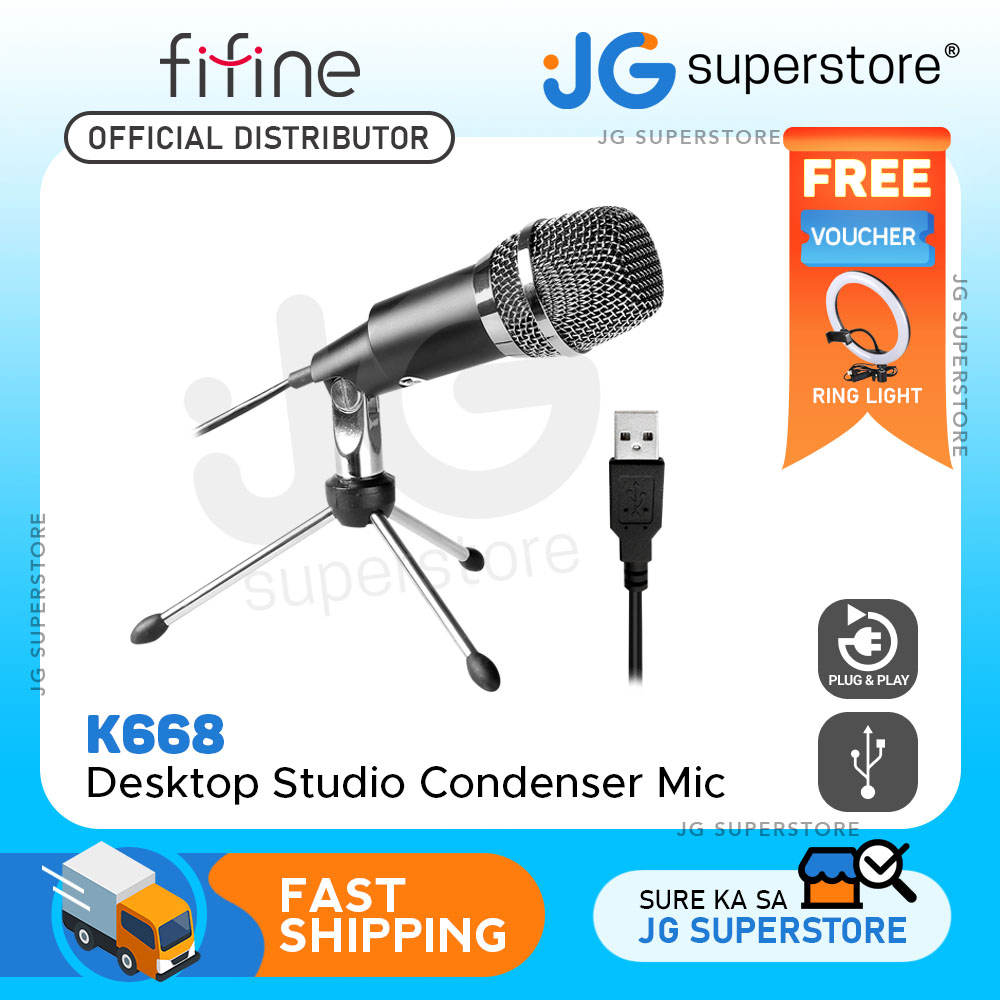 FIFINE USB Microphone, Plug and Play Home Studio USB Condenser Microphone  for Skype, Recordings for , Google Voice Search, Games, for Windows  and Mac-K668 