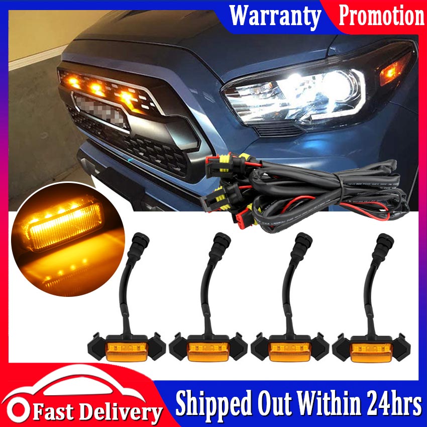 NEW4PCS External Amber LED Front Grill Running Lights for Toyota 4Runner TRD Pro 20142019