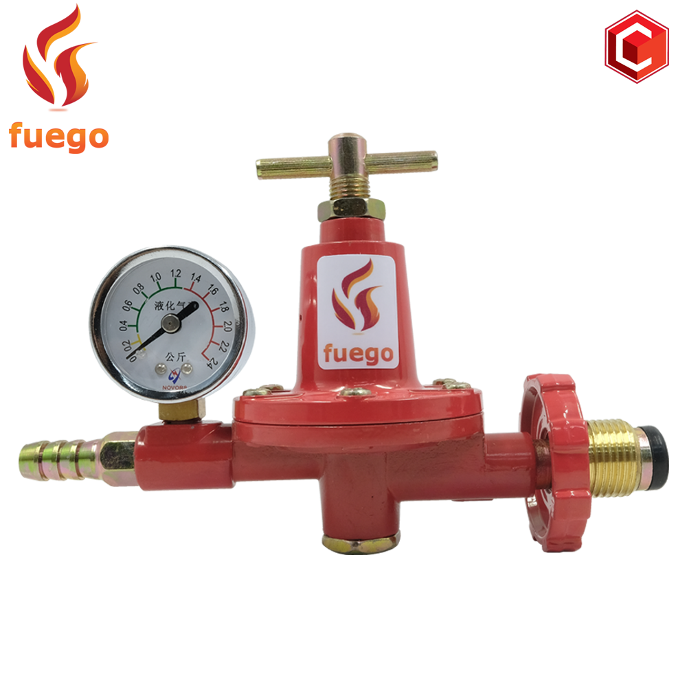 Fuego Gas High Pressure LPG Regulator with Pressure Gauges and Brass