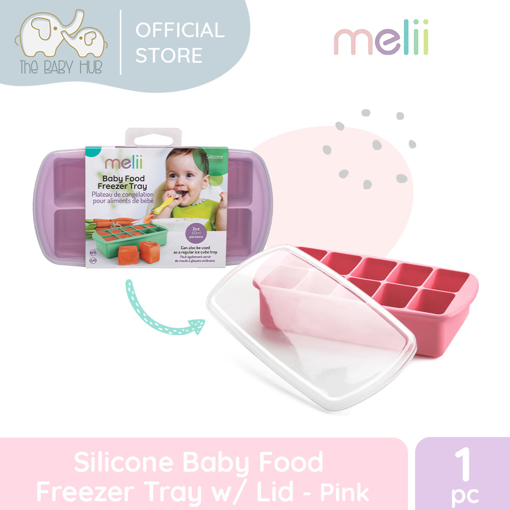 melii Silicone Baby Food Freezer Tray with Lid (Pink)