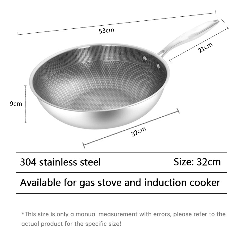 Non stick frying pan stainless steel Wok frying pan 32cm