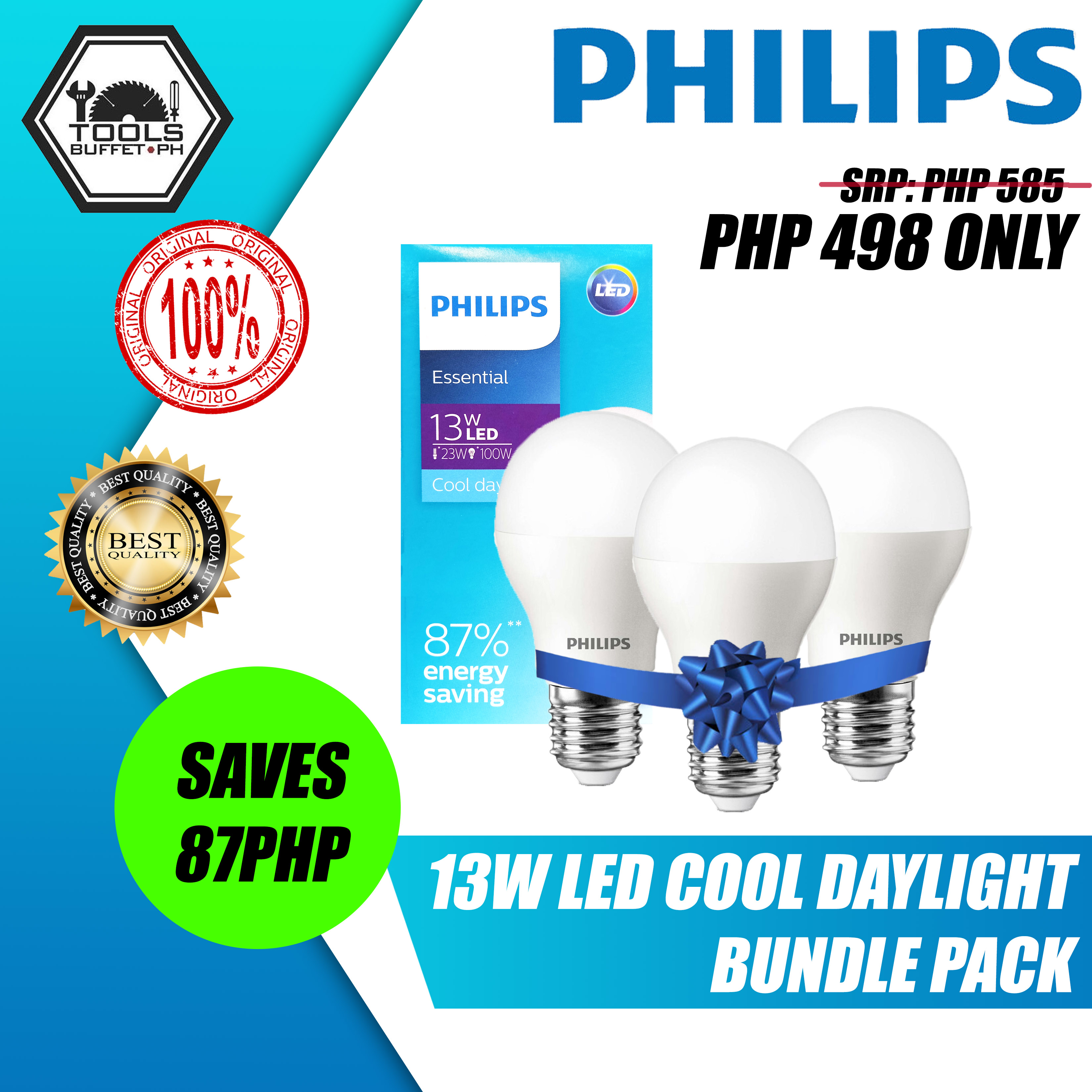 Philips LED Bulbs Cool Daylight 3W, 5W, 7W, 9W, 11W & 13W Lazada PH