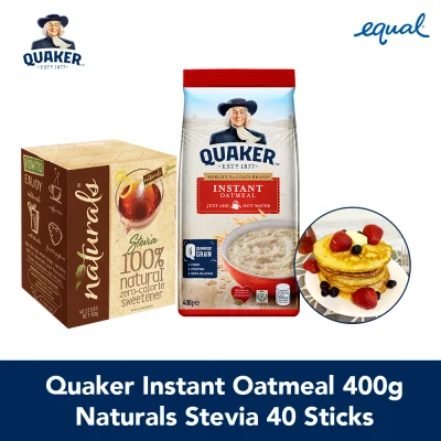 Quaker Instant Oatmeal 400g + NATURALS STEVIA 40 sticks (Sugar-free Oatmeal Pancake Bundle)