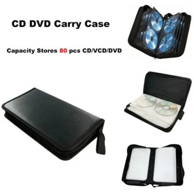 JINGRO For VCD DVD CD 80 Sleeve Storage Case Faux Leather Carry Pouch Binder Carry Bag Disc Wallet Box Organizer