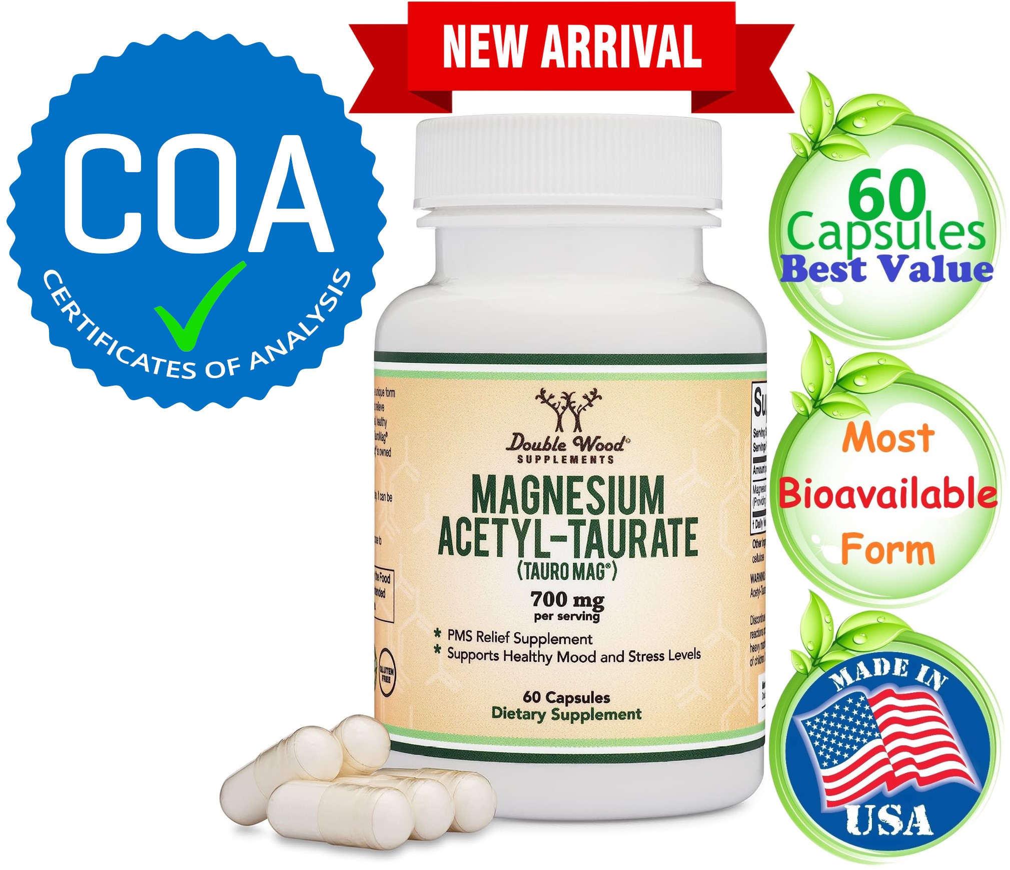 PMS Cure Magnesium Acetyl Taurate TauroMag® Novel, Patented & Most