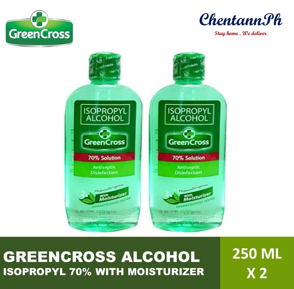 Green Cross 70 Antiseptic Disinfectant Isopropyl Alcohol With Moisturizer 250ml X 2 Pieces 6900