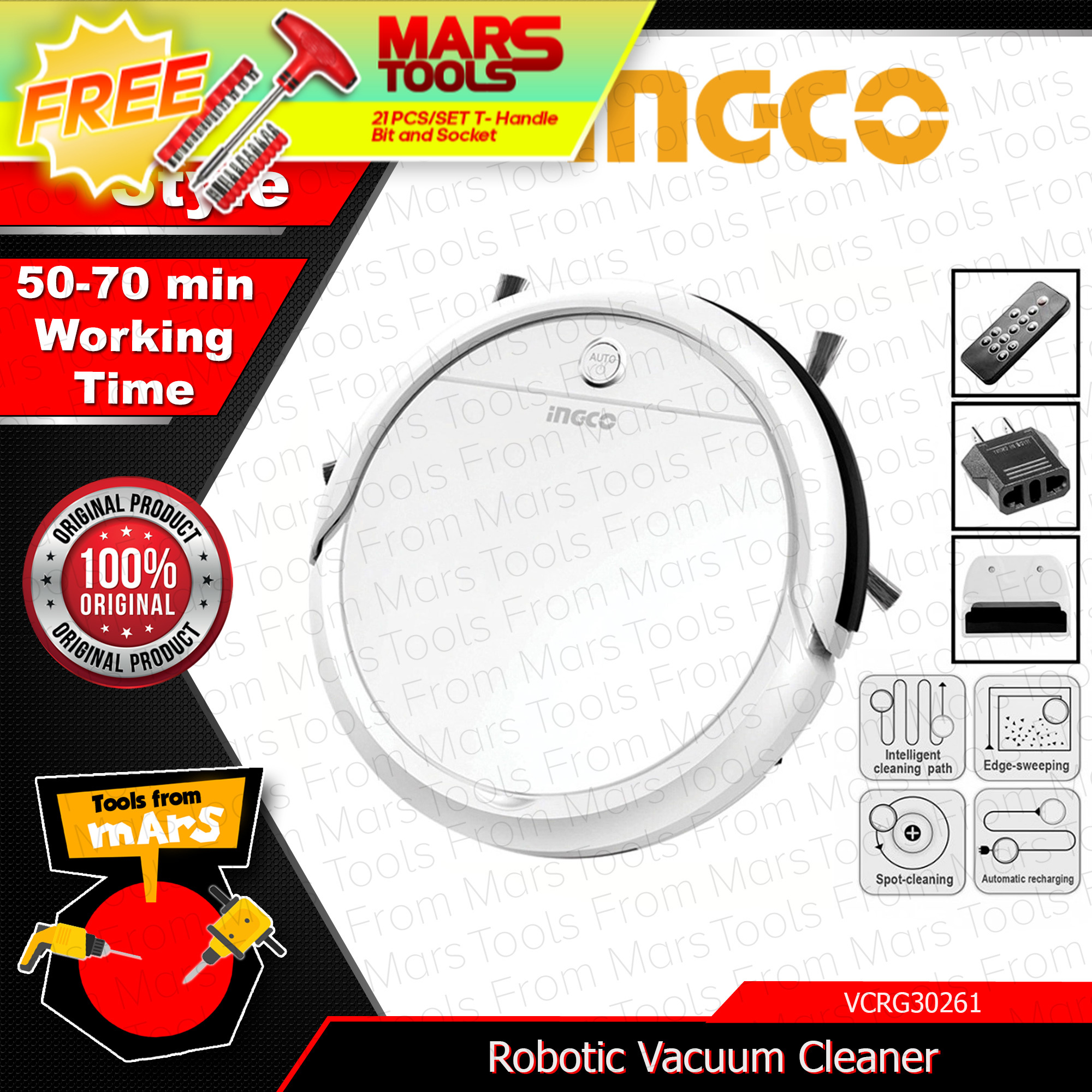 INGCO Intelligent Robotic Vacuum Cleaner GYROSCOPE STYLE VCRG30261 IPT  •TOOLS FROM MARS• | Lazada PH