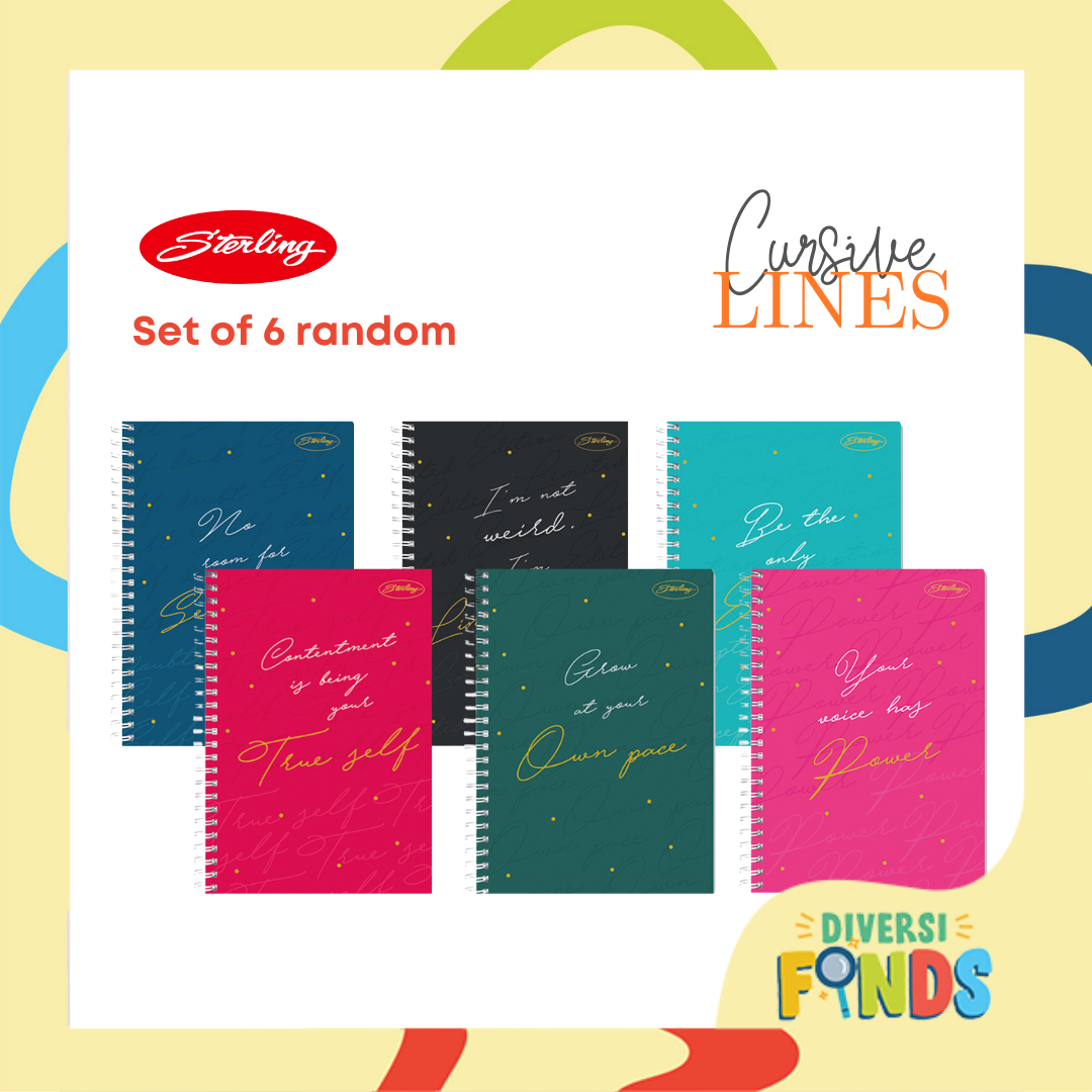 STERLING CURSIVE LINES Spiral Notebook W/Thick Jacket 80lvs.- RANDOM ...