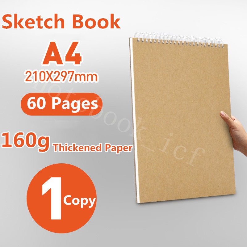 A4/A5/8K/16K Double Spring Sketch Books Big Kraft Blank Sketch Pad with ...