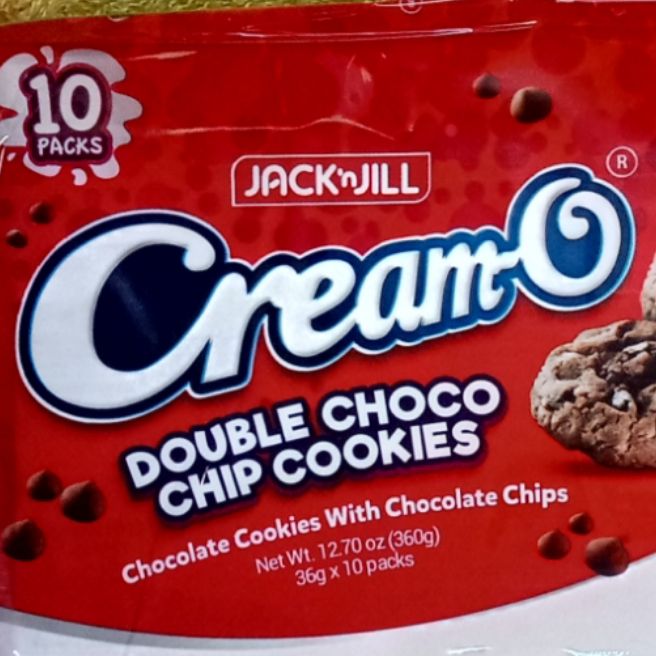 CreamO Double Choco Chip Cookies, 360g (36g x 10 packs.) Chocolate