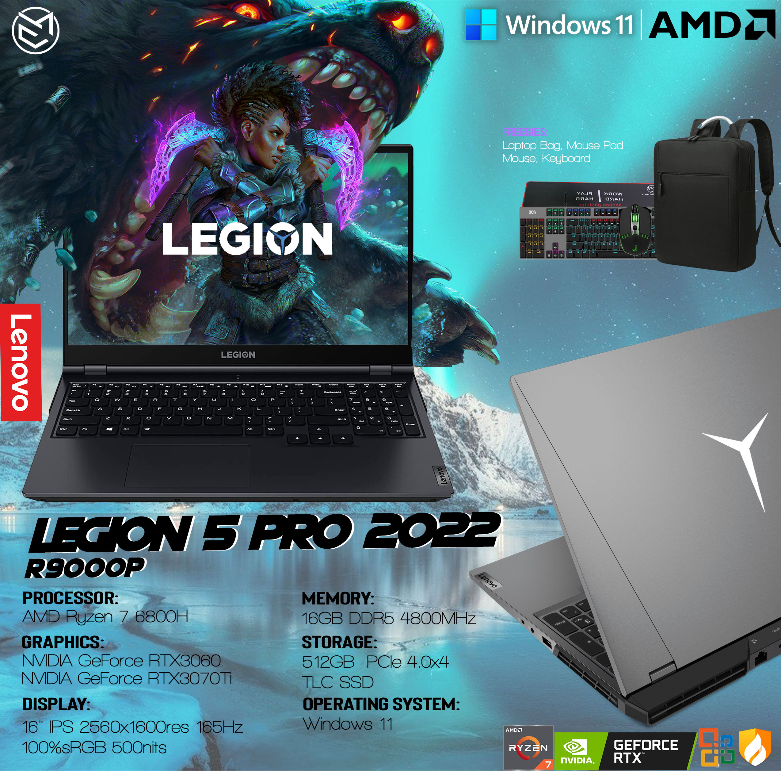 Lenovo Legion 5 Pro Series/ R9000P 2022 Model Brand New Gaming Laptop Ryzen  7 5800H RTX 3070/ RTX 3060 
