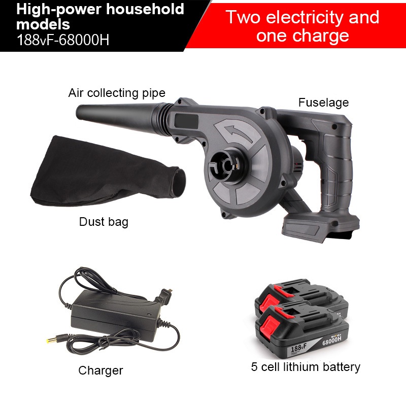 Wireless Blower Vacuum Dust Collector Spray Vacuum 3 in 1 with Two Lithium Ion Batteries Lithium