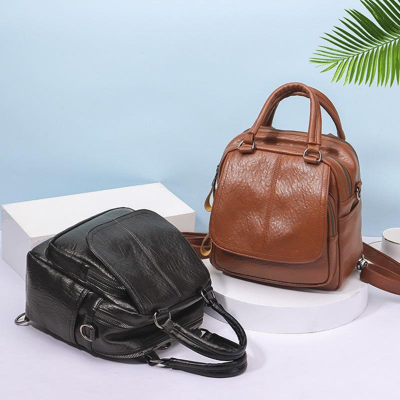 Ella Fashion #634 Fashion 3 Ways Shoulder Sling Bag/Backpack Soft Leather Backpack Mutil Buket zipper Bag #634