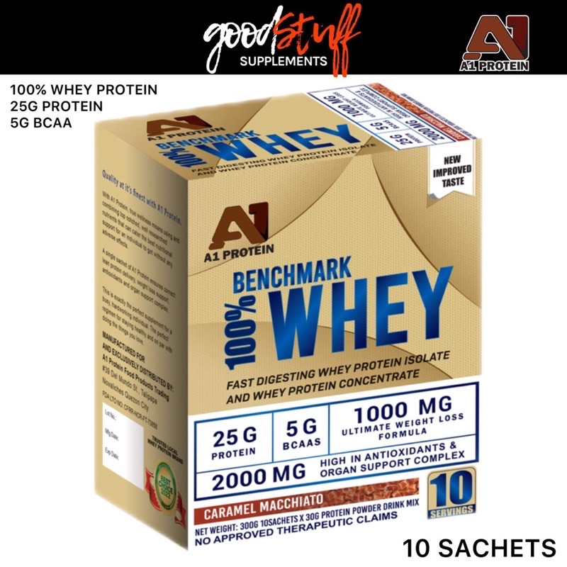 A1 Protein Benchmark Whey Protein 10 sachets, 20 sachets, 40 sachets