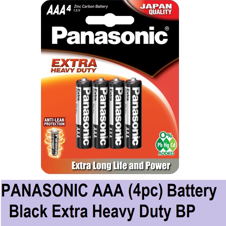 PANASONIC AAA (4pc) Battery Black Extra Heavy Duty 1.5V R03PT/4BP
