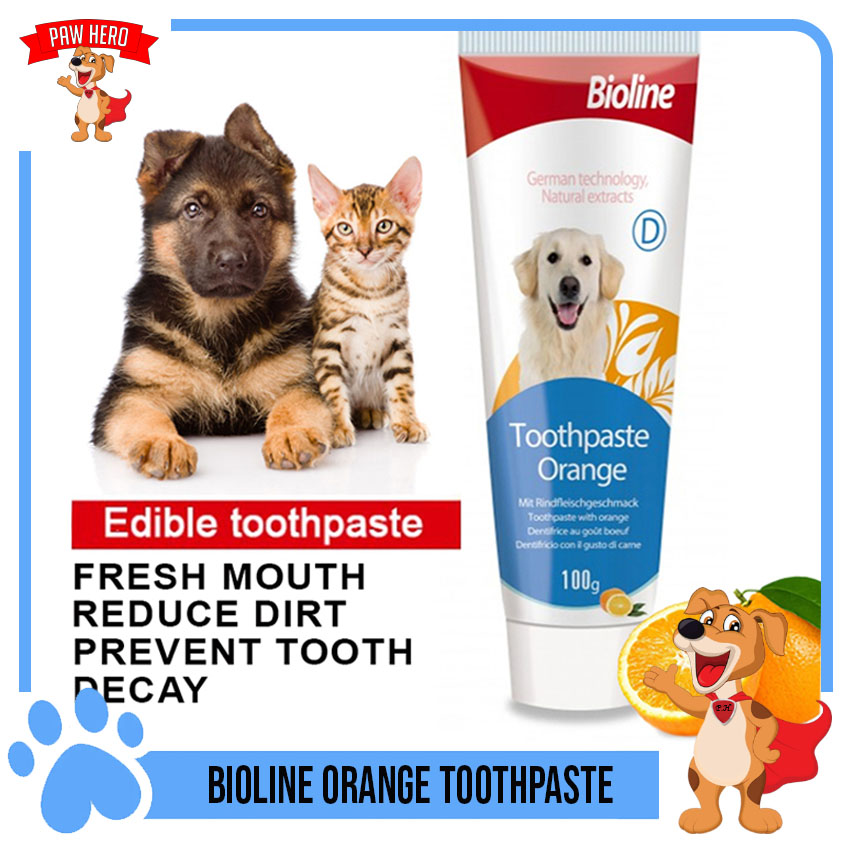 PAW HERO Bioline Toothpaste Dental Care Pet Dog Toothpaste 100g  Mint/Orange/Beef Flavor (TOOTHPASTE ONLY) | Lazada PH