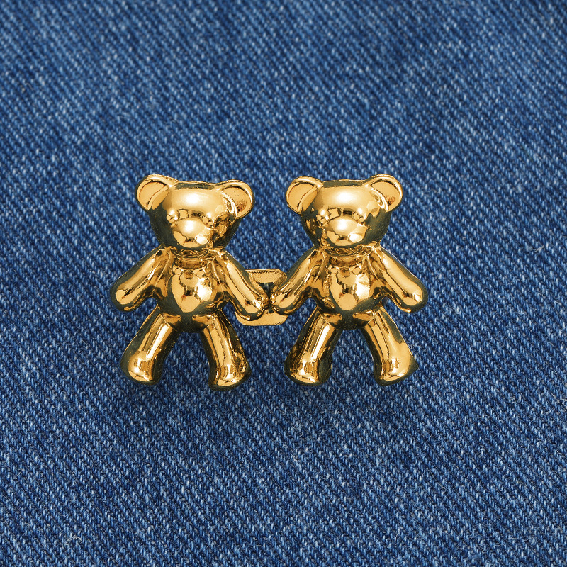 Cute Bear Button Pins For Jeans No Sew And No Tools Instant Pant