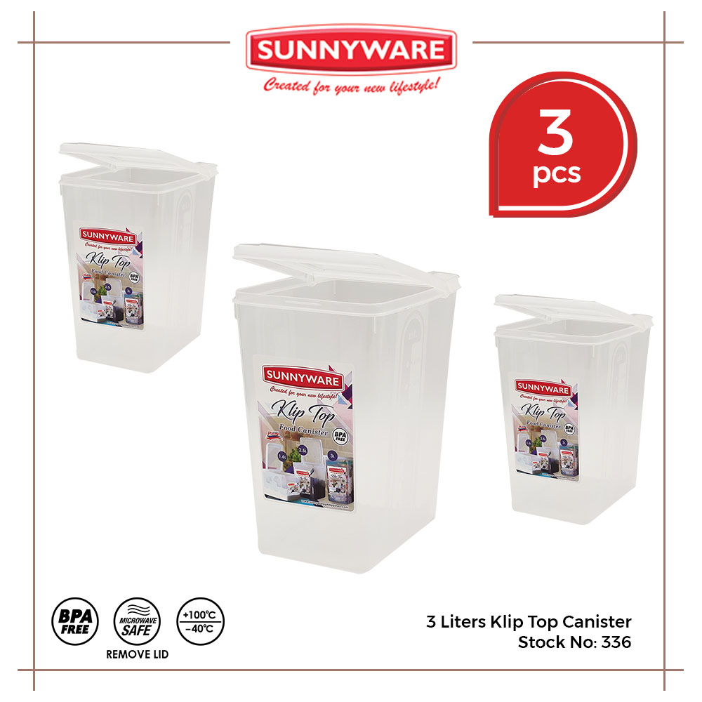 3pcs 3 Liter Klip Top Canister [Sunnyware 336] Plasticware Houseware Storage Container