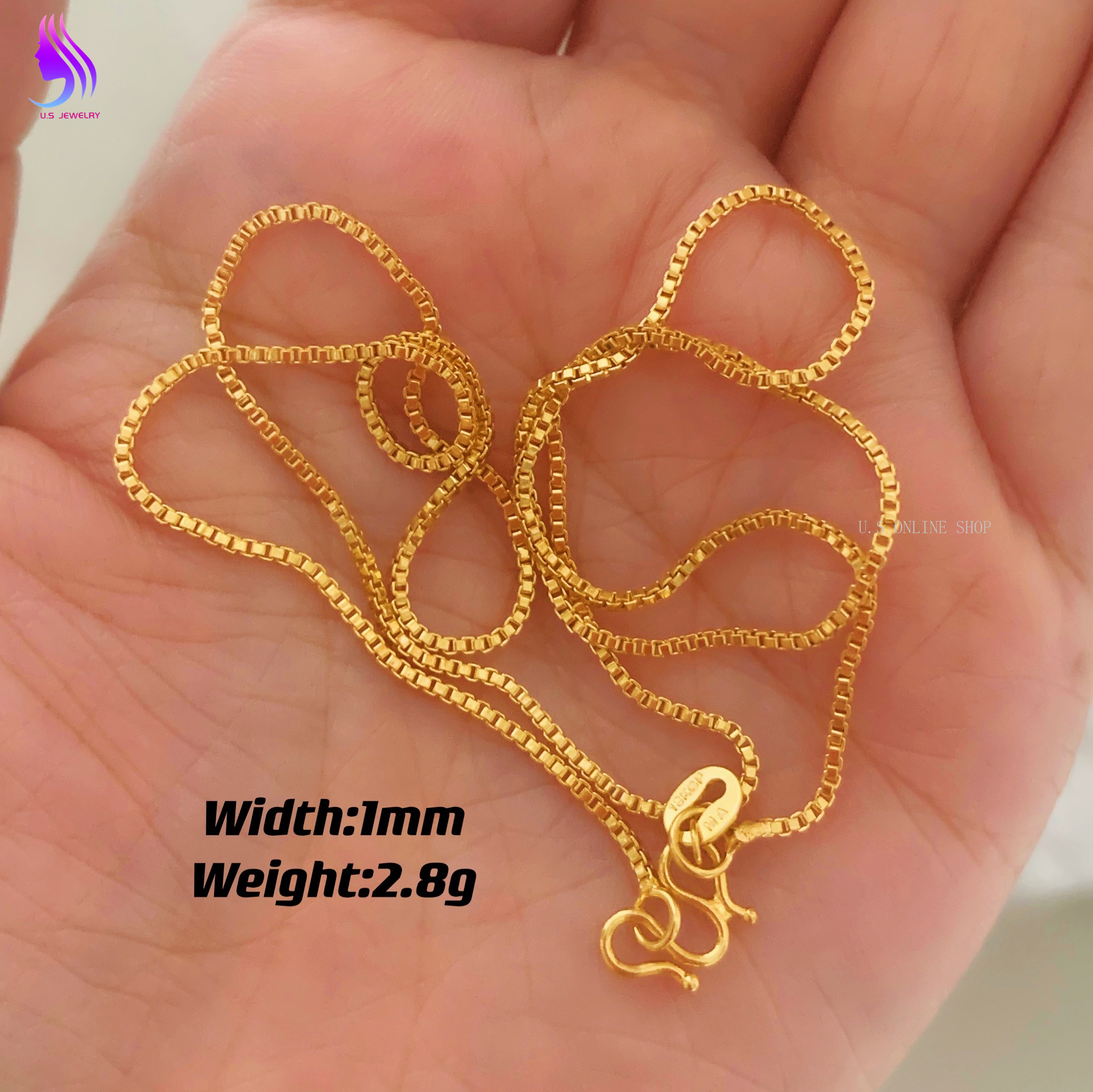18K Saudi Gold Necklace Gold Necklace Gold Lock Bone Of Box Chain ...