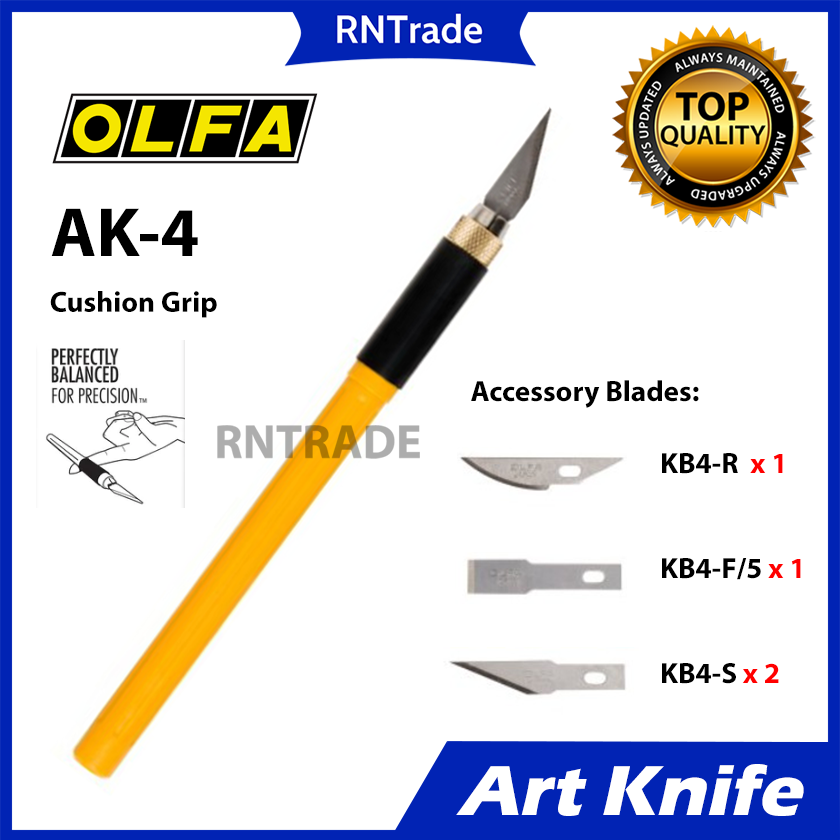 OLFA Art Knife Cushion Grip Cutter Precision AK-4 with Accessories ( 2 ...