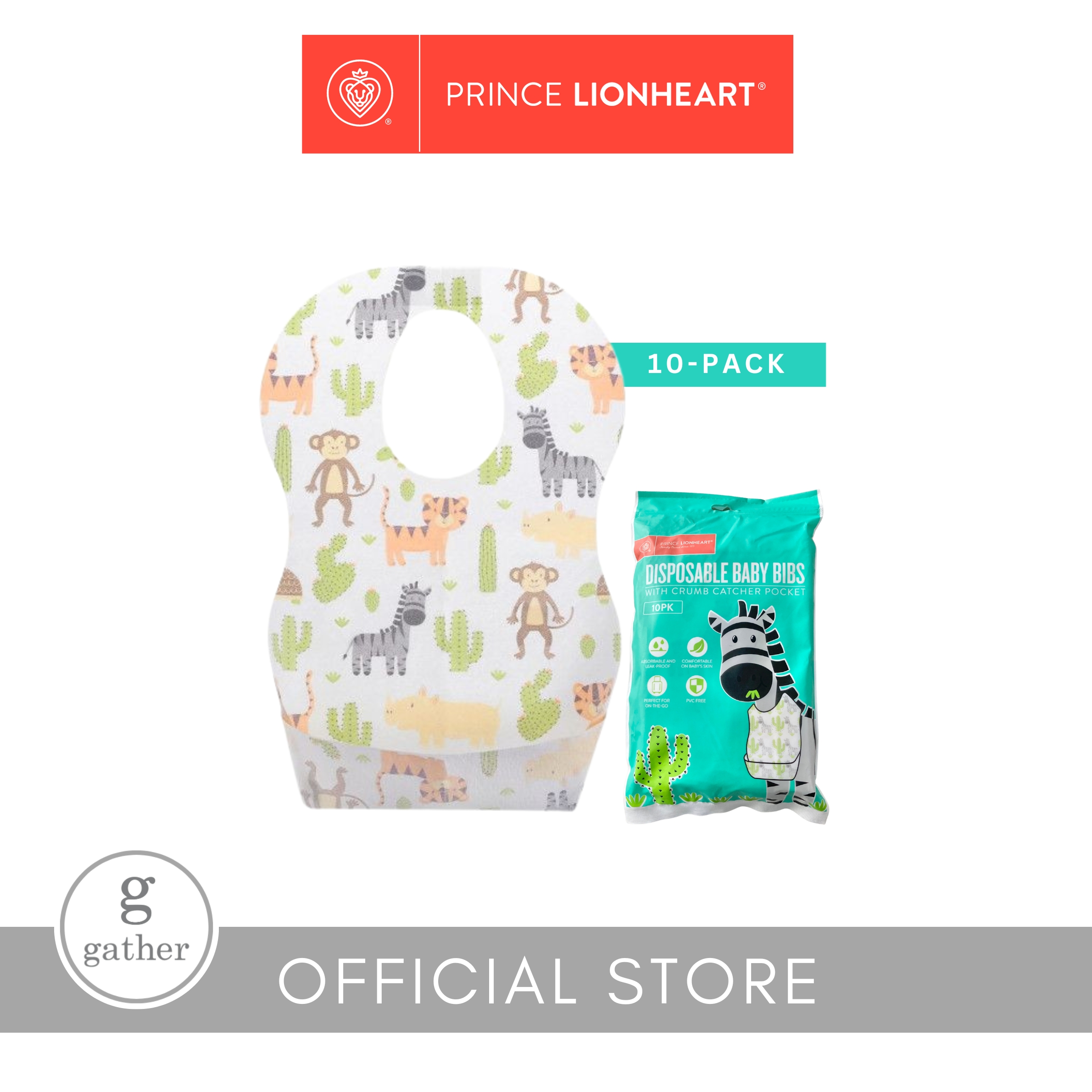 10 Pack Bibs Prince Lionheart Disposable Baby Bibs (Pack Of 10