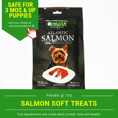 Prama Salmon Delicacy Snack Made with Fresh Chicken Meat for Puppies and Adult Dogs (70g)