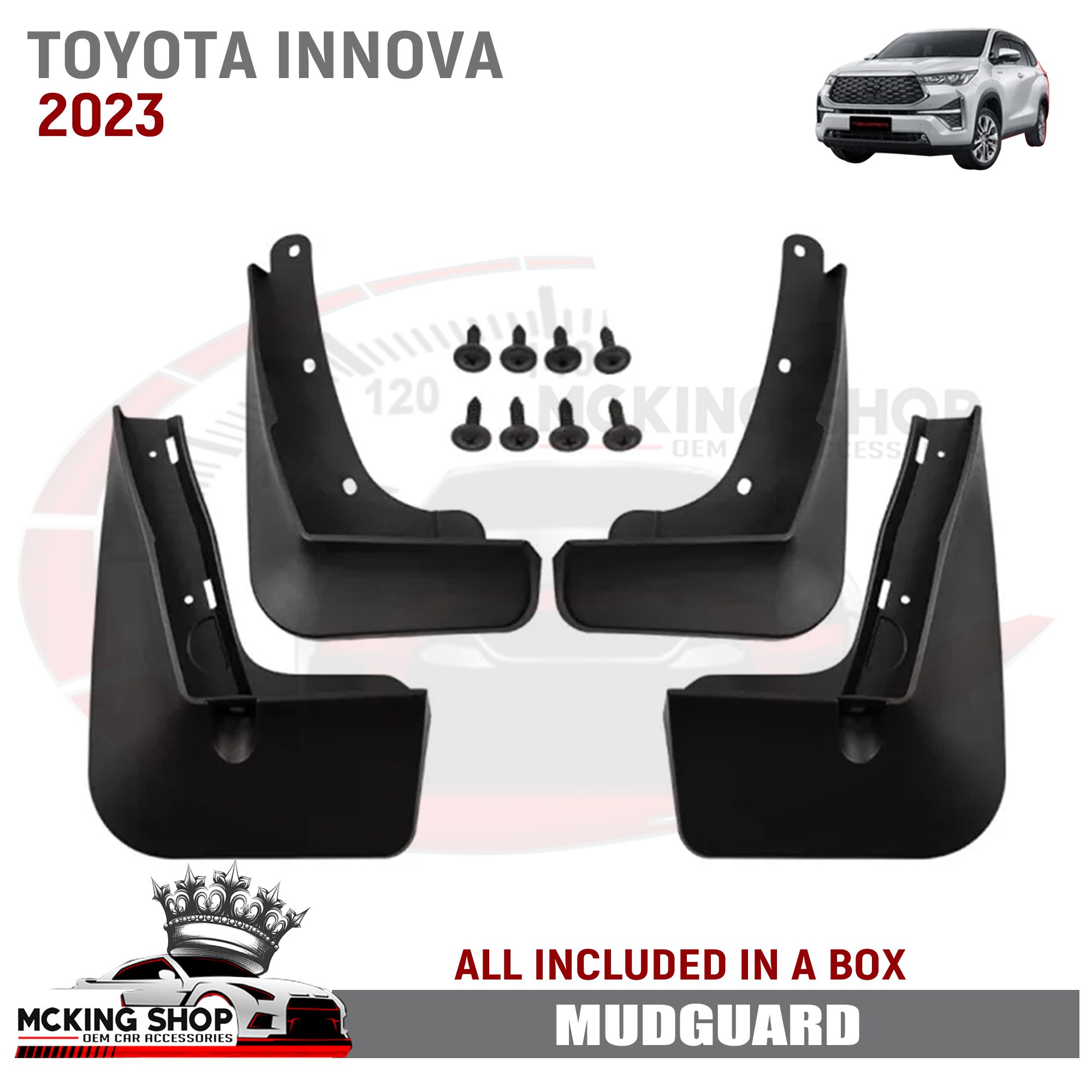 Toyota Innova Zenix 2023 Mud Flap / Mud Guard (Black)