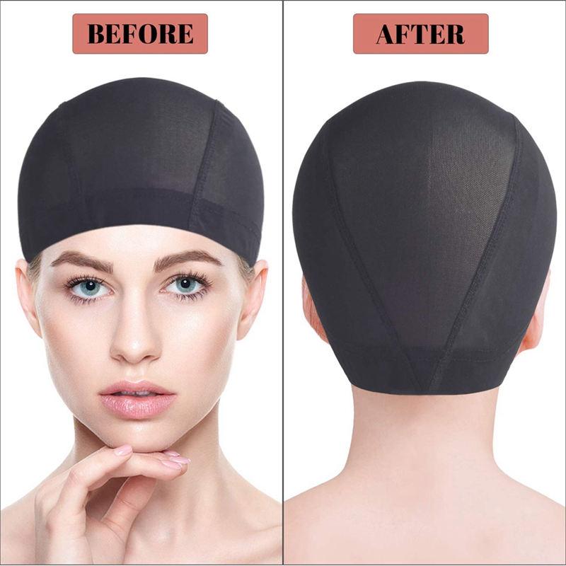 12 Pcs Wig Cap for Wig Making Elastic Dome Mesh Wig Cap Women's Front Lace Wig Black