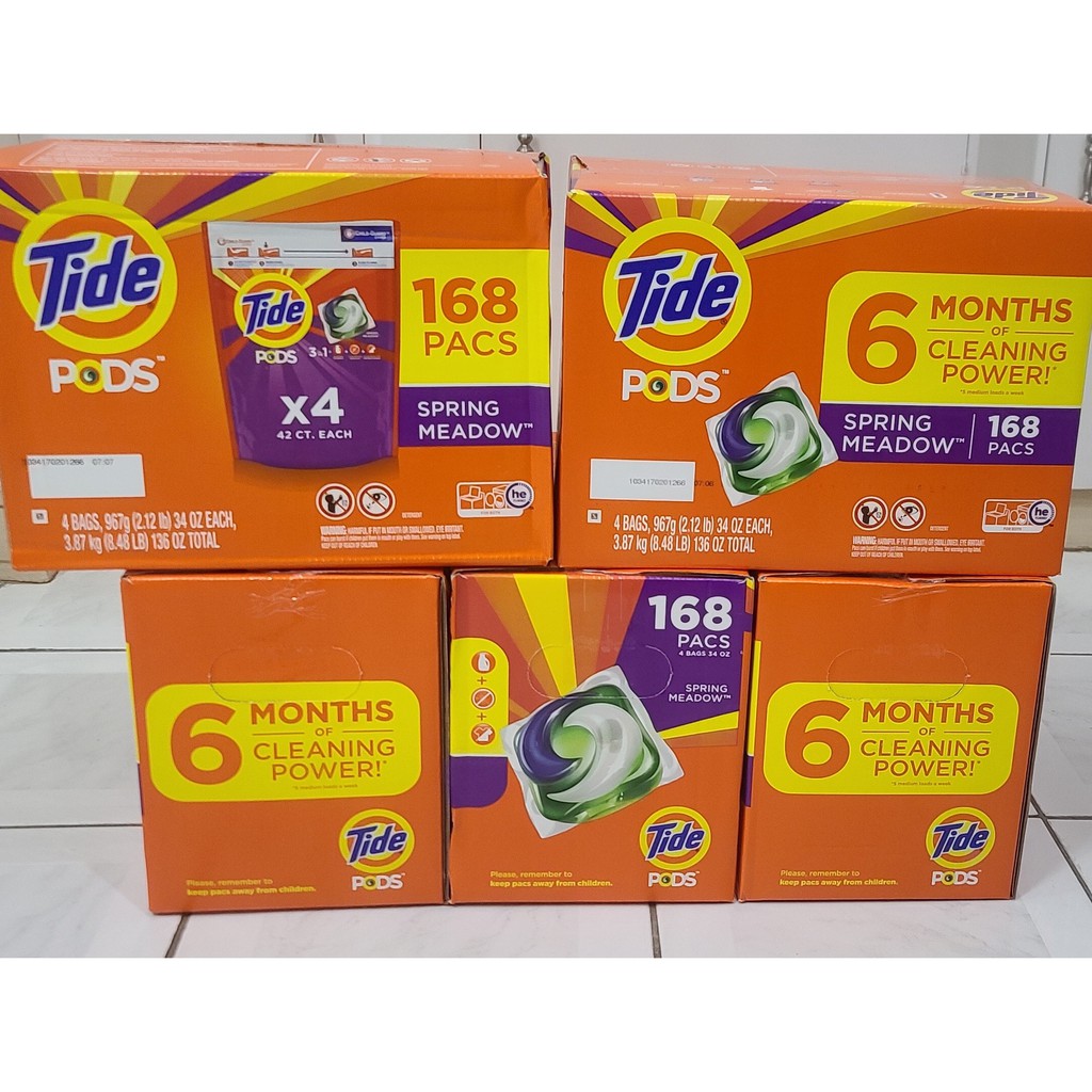 168 count Tide PODS Liquid Laundry Detergent Pacs, Spring Meadow