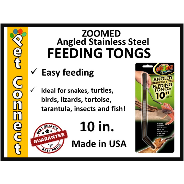 Zoo Med Angled Stainless Steel Feeding Tongs 10 in