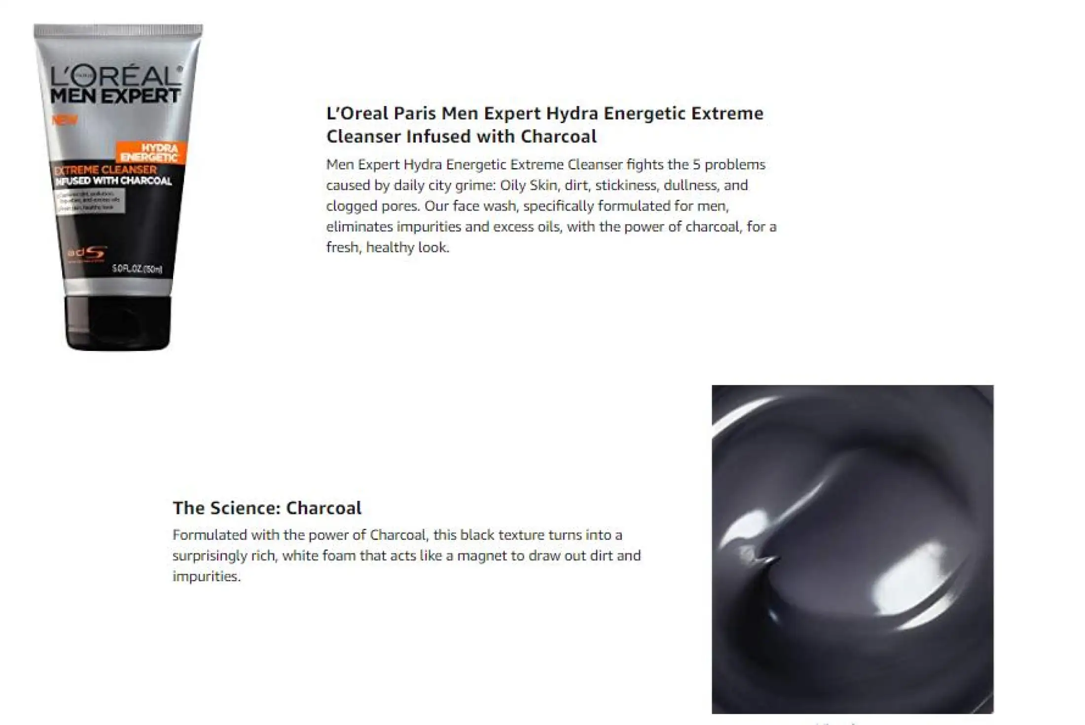 hydra energetic extreme cleanser infused with charcoal