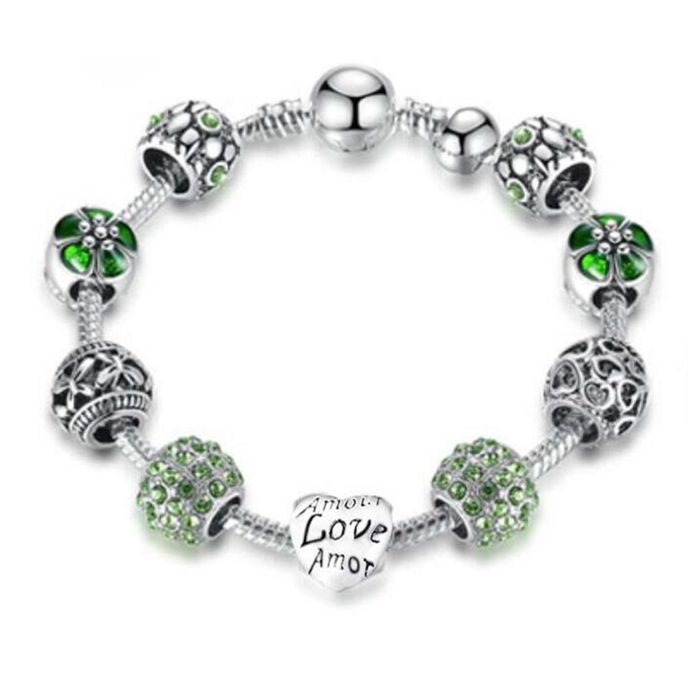 Talent Star Love Flower Rhinestone Beads Charm Cuff Bangle Bracelet Women Wedding Jewelry