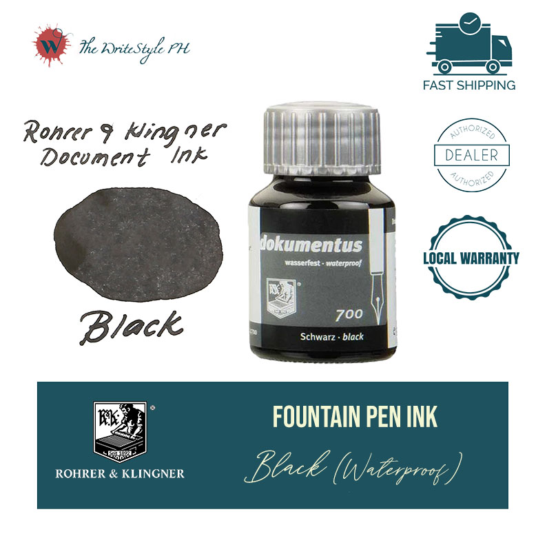 Rohrer & Klingner Dokumentus Waterproof Fountain Pen Ink, 50 ml, Dark
