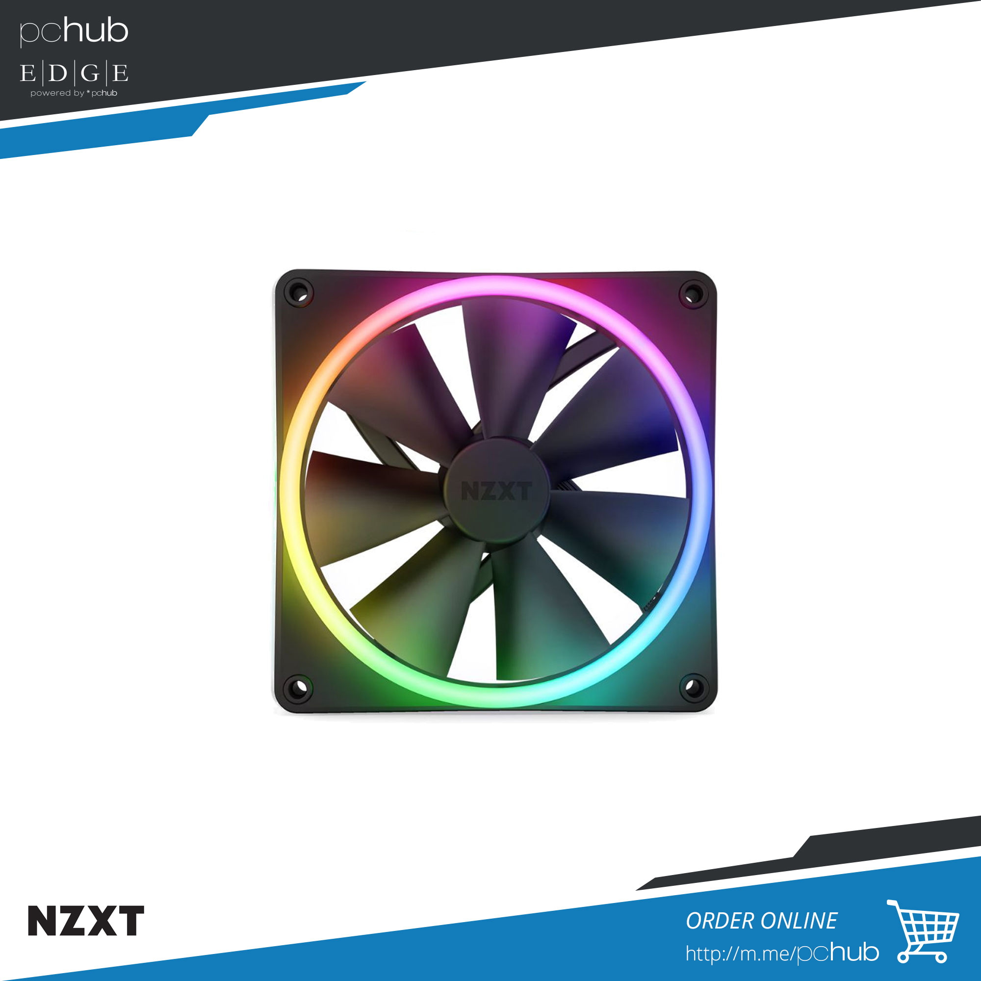 NZXT F120 RGB Duo, 1 Pack, black, 120mm, 48.58 CFM, aux fan, pn