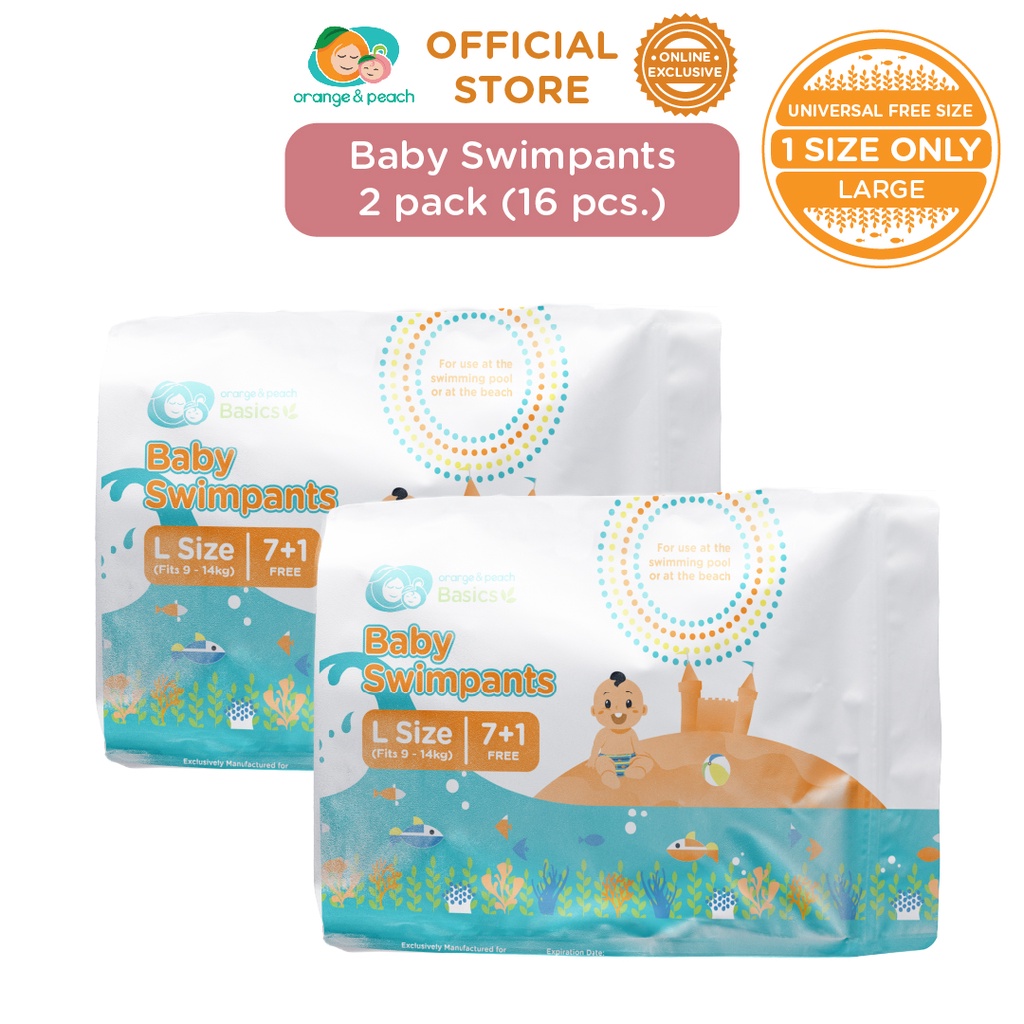 2 packs Orange and Peach Basics Baby Disposable Swimpants Swimming