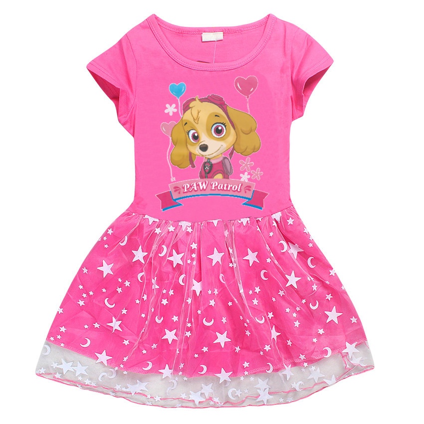 Paw Patrol Skye Dress Kids Girl Summer Home Casual Dress Cartoon Stars ...